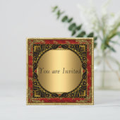 Alle Gold Black Red Retro Party Einladung (Stehend Vorderseite)