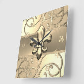 Alle Gold Filigree Wirbel Lilie Quadratische Wanduhr (Winkel)