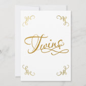 Alle Gold Imitate Foil Baby Dusche TWINS Script Ty Einladung (Rückseite)