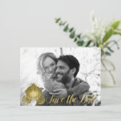 Alle Gold Princess Storybook Carriage Save the Dat Einladung (Stehend Vorderseite)
