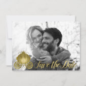 Alle Gold Princess Storybook Carriage Save the Dat Einladung (Vorderseite)
