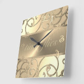 Alle Gold Time Flock Quadratische Wanduhr (Winkel)