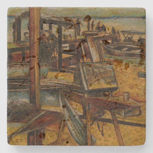 Alle großen Gemälde beginnen mit einem Pinselstric Steinuntersetzer (Vorderseite)