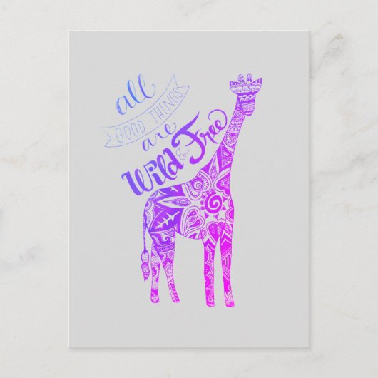 "Alle guten Dinge sind frei & frei" Giraffe Postka Postkarte (Vorderseite)
