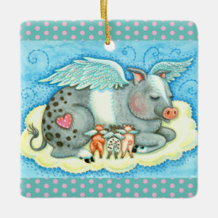 ALLE GUTEN FERKEL KOMMEN IN DEN HIMMEL, SÜSSE FERK KERAMIKORNAMENT