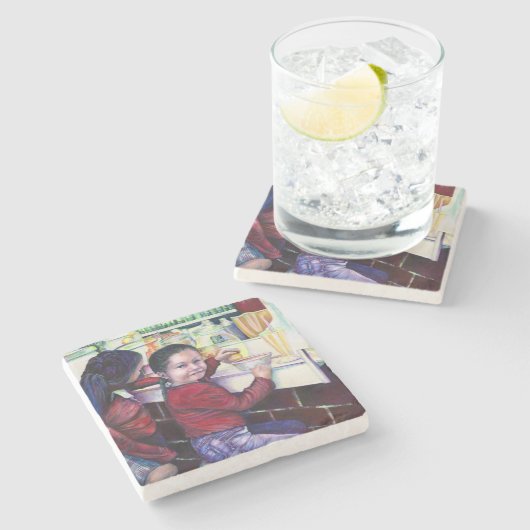 Alle guten kleinen Mädchen bekommen Eiscreme, Mexi Steinuntersetzer (Seitenansicht)