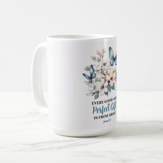 Alle guten und perfekten Geschenke Christliche Tas Kaffeetasse (Vorderseite Links)