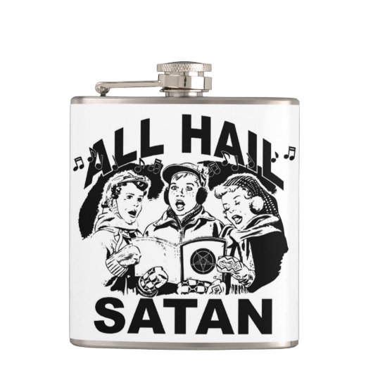Alle hageln Satan Flasche Flachmann (Vorderseite)
