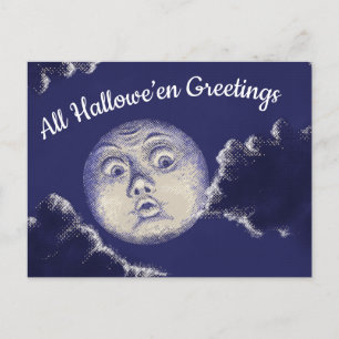 Alle Hallowe’en Greetings Vintag Moon Postcard Postkarte