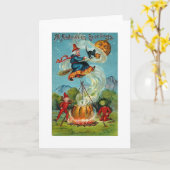 Alle Halloween-Grüße Fliegenden Hexe Karte (Gelbe Blume)