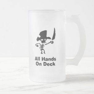 Alle Hände an Deck abgeben Mattglas Bierglas