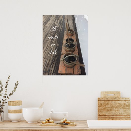 Alle Hände auf dem Stapel Poster (Küche)