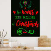 Alle Herzen kommen am Weihnachtsfeiertag zusammen, Poster (Küche)