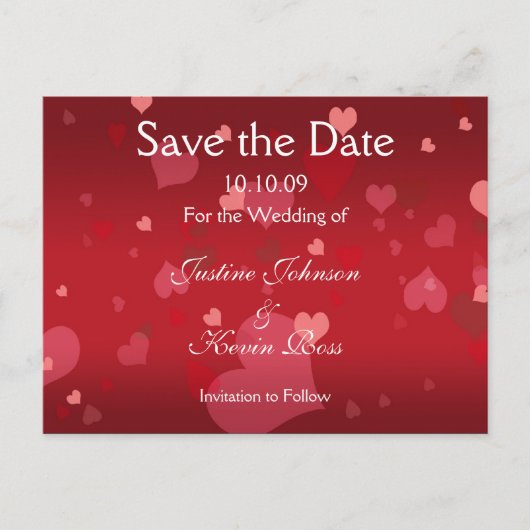Alle Herzen Liebe Liebe Liebe Save the Date Postka Ankündigungspostkarte (Vorderseite)