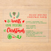 Alle Herzen treffen sich zu Weihnachten Acryleinladungen (Vorderseite)