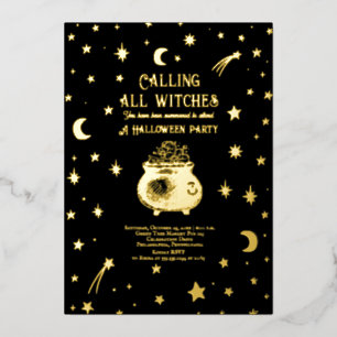 Alle Hexen aufgepasst: Himmlische Halloween-Party Folieneinladung