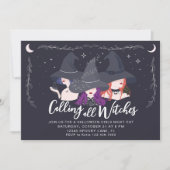 Alle Hexen Girls Night Halloween-Party nennen Einladung (Vorderseite)