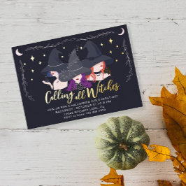 Alle Hexen Girls Night Halloween Party rufen Folieneinladung