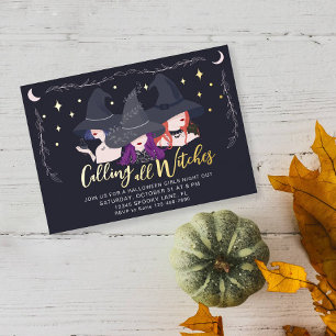 Alle Hexen Girls Night Halloween Party rufen Folieneinladung