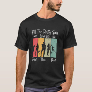 Alle hübschen Mädchen laufen so Lustiger Baseball T-Shirt