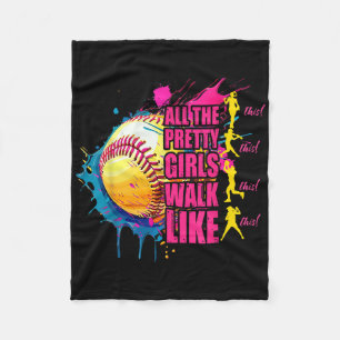 Alle Hübschen Mädchen laufen wie dieser Softball-P Fleecedecke