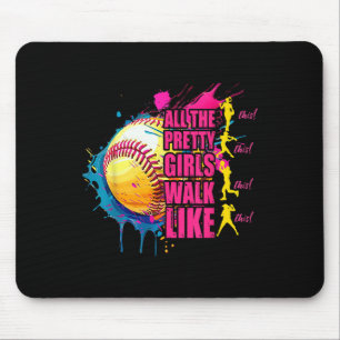 Alle Hübschen Mädchen laufen wie dieser Softball-P Mousepad