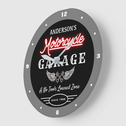 Alle Imitate Neon Garage seit Datum Grau Schwarz Große Wanduhr (Winkel)