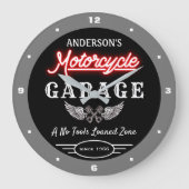 Alle Imitate Neon Garage seit Datum Grau Schwarz Große Wanduhr (Vorderseite)