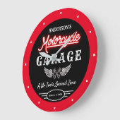 Alle Imitate Neon Garage seit Datum Rot Schwarz Große Wanduhr (Winkel)