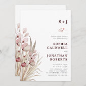 Alle in einem Boho rosa Eukalyptus getrocknete Pal Einladung (Vorne/Hinten)