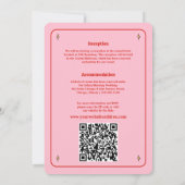 Alle in einem fett roten und rosa whimsical QR-Cod Einladung (Rückseite)
