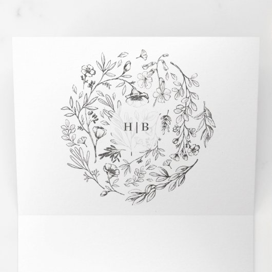 Alle in einem | Klassische Botanische Hochzeiten Dreifach Gefaltete Einladung (Innen Erste Seite)