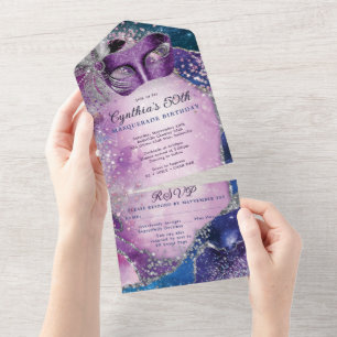 ALLE IN EINEM Maskenparty-Einladung  All In One Einladung