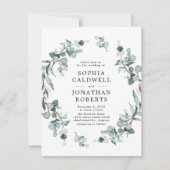 Alle in einem QR-Code Eukalyptus Greenerity Weddin Einladung (Vorderseite)