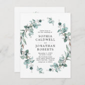 Alle in einem QR-Code Eukalyptus Greenerity Weddin Einladung (Vorne/Hinten)