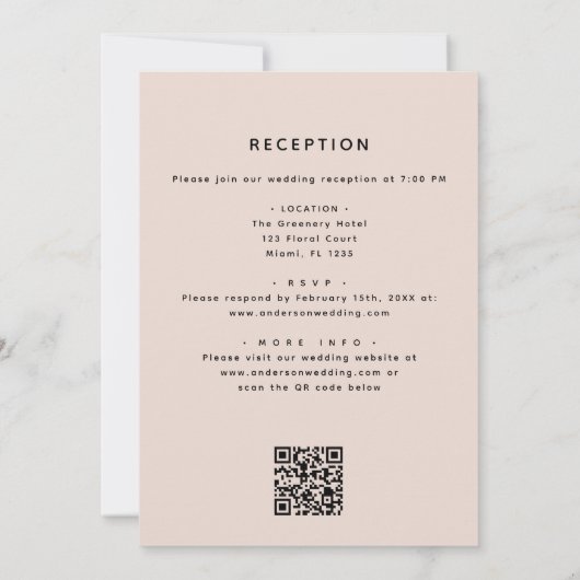 Alle in einem QR-Code Rosa Blau Eukalyptus Wedding Einladung (Rückseite)