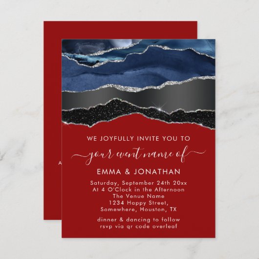 Alle in einem QR-Code schwarz Silber blau Navy Rot (Vorne/Hinten)