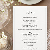 Alle in einem Schwarz-Weiß-Minimal-Monogramm-QR-Co Einladung