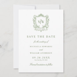 Alle in einem Vintagen Wappen Monogram QR Code Wed Save The Date