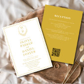 Alle in einem Wappen Champagne Gold QR Code Hochze Einladung