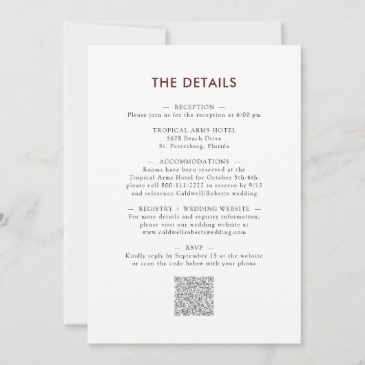 Alle in einer Dusty-Rose Eukalyptus Floral Wedding Einladung (Rückseite)