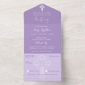 Alle in einer Einladung Blumenkreuz Taufe Lilac (Innen)