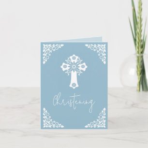 Alle in einer Einladung für Taufe Cross Sky Blue