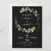 Alle in einer Eukalyptus Black Rustic Wedding Einladung (Vorderseite)