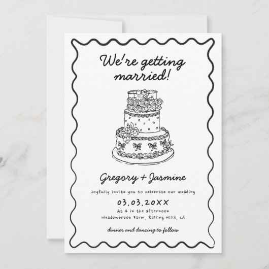 Alle in einer Hand gezeichnete whimsical QR Code H Einladung (Vorderseite)