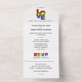 Alle in einer LIEBE Blume gleiche Sex Hochzeit All In One Einladung (Innen Boden)