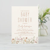 Alle in einer Wildblume Boho Baby Dusche Einladung (Stehend Vorderseite)