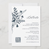 Alle in einer Wildblume Frame Navy & White Wedding Einladung (Rückseite)
