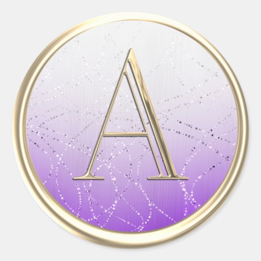 ALLE INITIALE Monogramm Lila Ombre Glitterie Runder Aufkleber (Vorderseite)