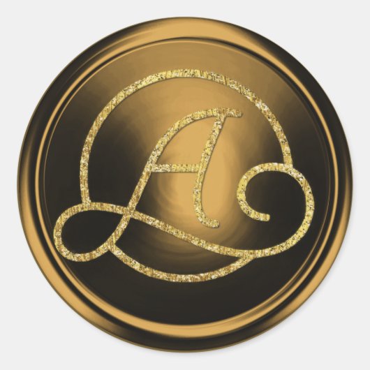 ALLE INITIALEN Gold Kreis Monogramm Bronze Runder Aufkleber (Vorderseite)